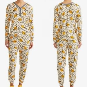 Disney Simba Lion King Velour Pajama Set Sz L 12-14 Henley Shirt Pants Cozy Soft